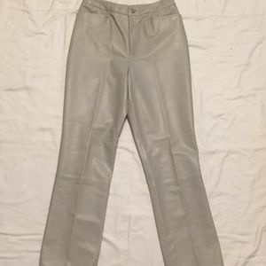 Ellen Tracy Gray Leather Wide Leg Pants Size 10